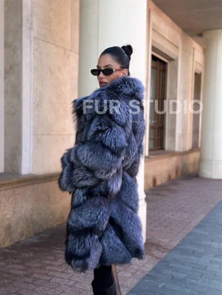 Шуба из меха чернобурой лисы - поперечка - фото 6