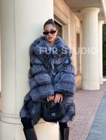 Шуба из меха чернобурой лисы - поперечка - фото 3