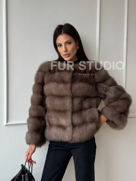 Шуба из меха куницы Truffle с воротником шанель - фото 12