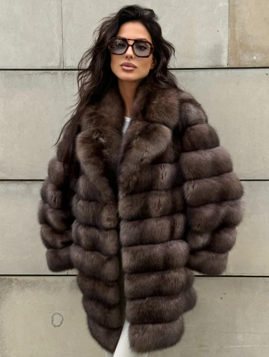 Шуба из баргузинского соболя с цельным английским воротником SILVER 2-3 - фото 6