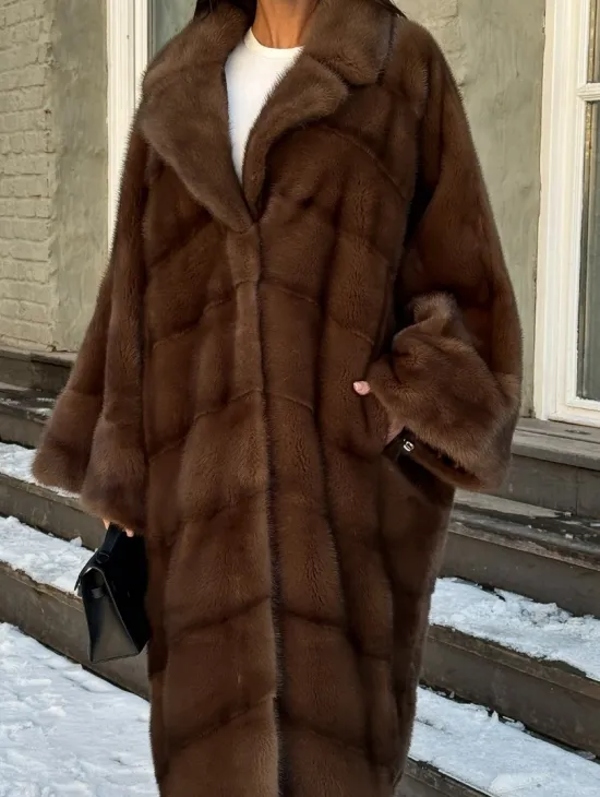 Женская шуба больших размеров из меха норки фасон «Бохо» - фото 3