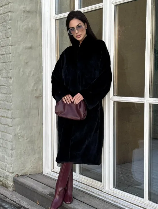 Элитная шуба из меха норки Luxury Fur Blackglama с V-образным воротником - фото 6