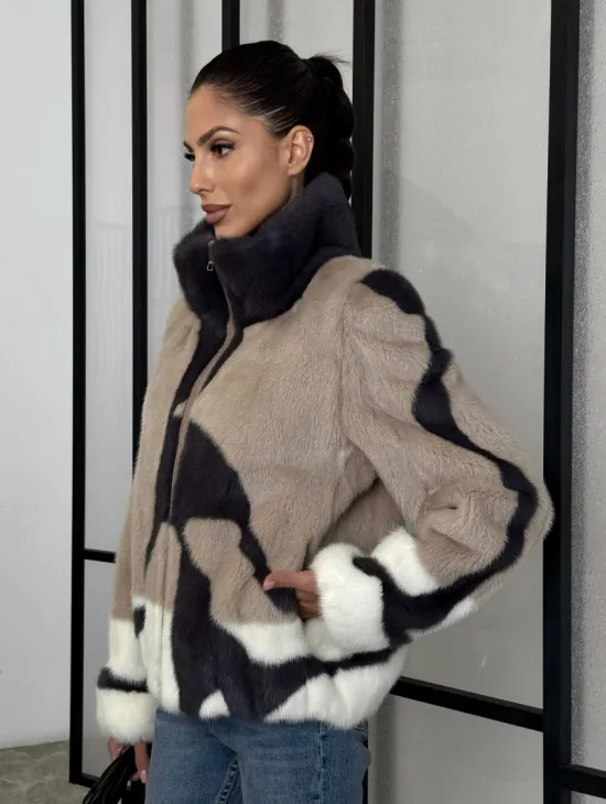 Норковая шуба - бомбер на молнии - фото 7