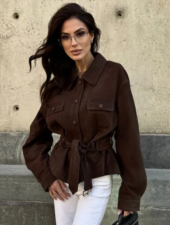 Женская куртка - рубашка из замши - фото 0