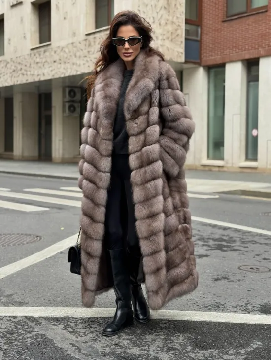 Шуба из меха куницы в цвете Truffle - фото 9