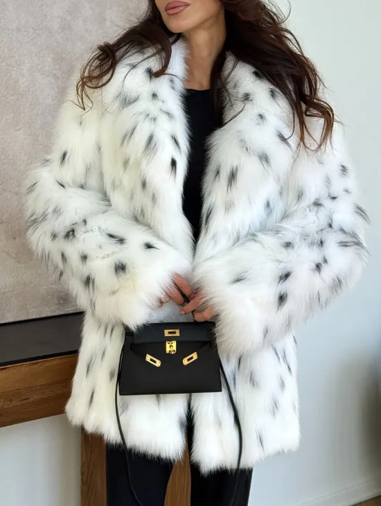 Шуба из лисы под рысь - белая - фото 3