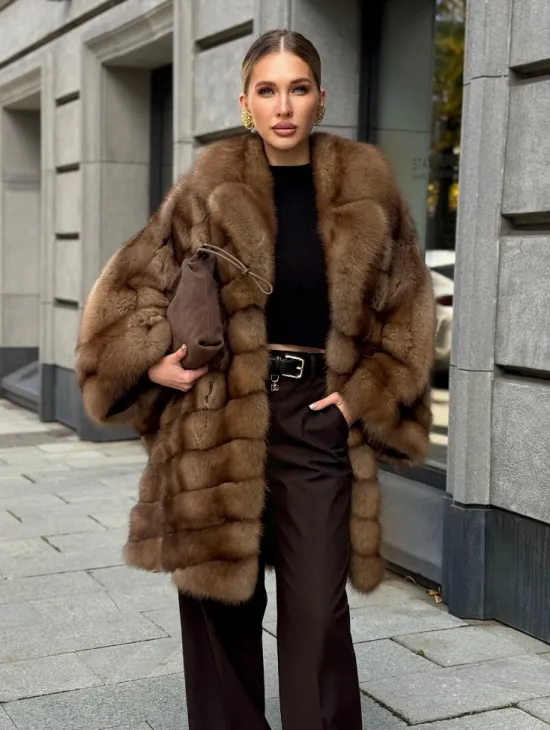 Шуба из куницы оверсайз - фото 0