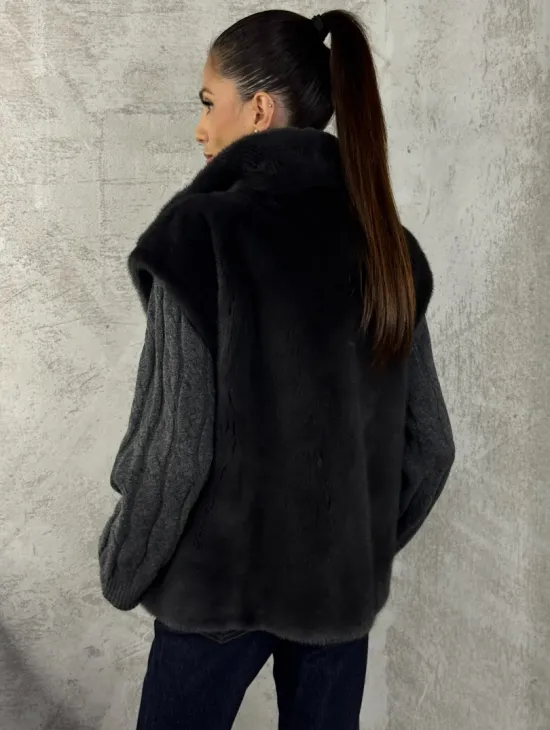 Норковая жилетка - графит - фото 1