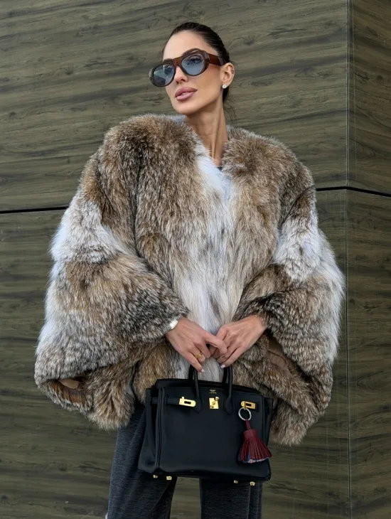 Шуба - летучка из меха рыси - фото 8