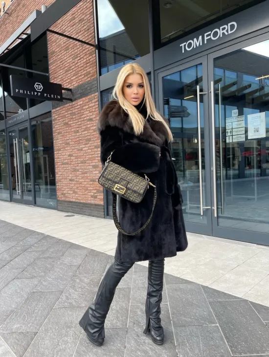 Норковая шуба с капюшоном из меха соболя  седена 1/2 - фото 7