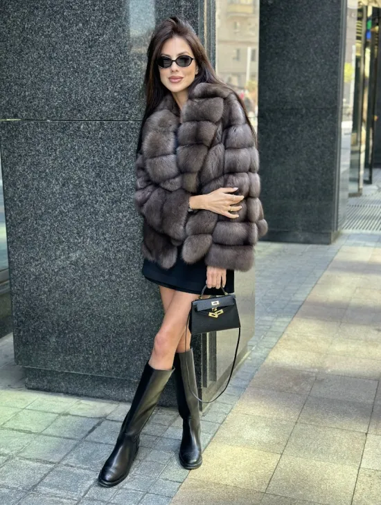 Шуба короткая из меха баргузинского соболя - фото 5