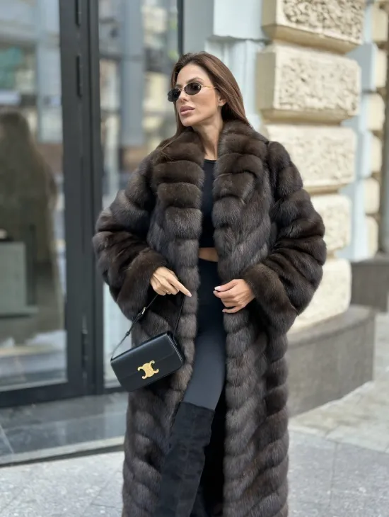 Шуба из баргузинского соболя в пол - фото 3