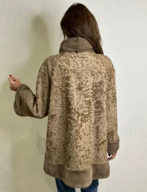 Каракульча стойка воротник отделка норка - пастель - фото 2