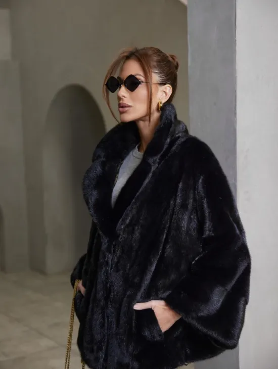 Норковый жакет роспуск - английский воротник -черный - фото 3
